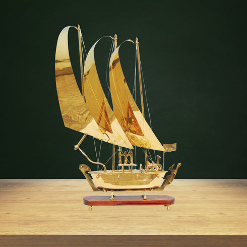 Brass Ship With Wooden Base Sheet 5.664kg